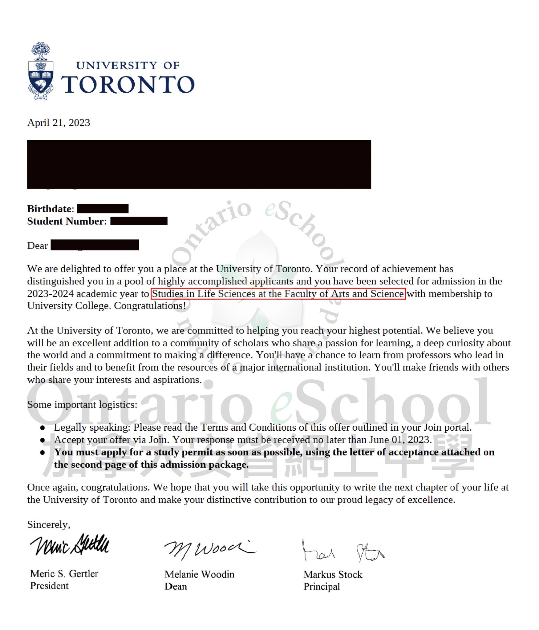 University of Toronto 04-2023-01
