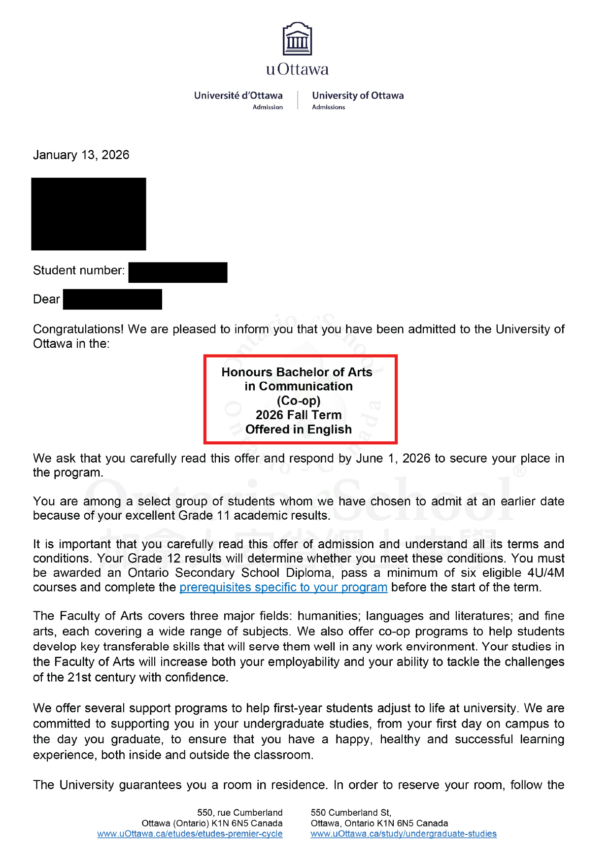 OeS New Offer_Website_University of Ottawa_Bachelor of Arts in Communication