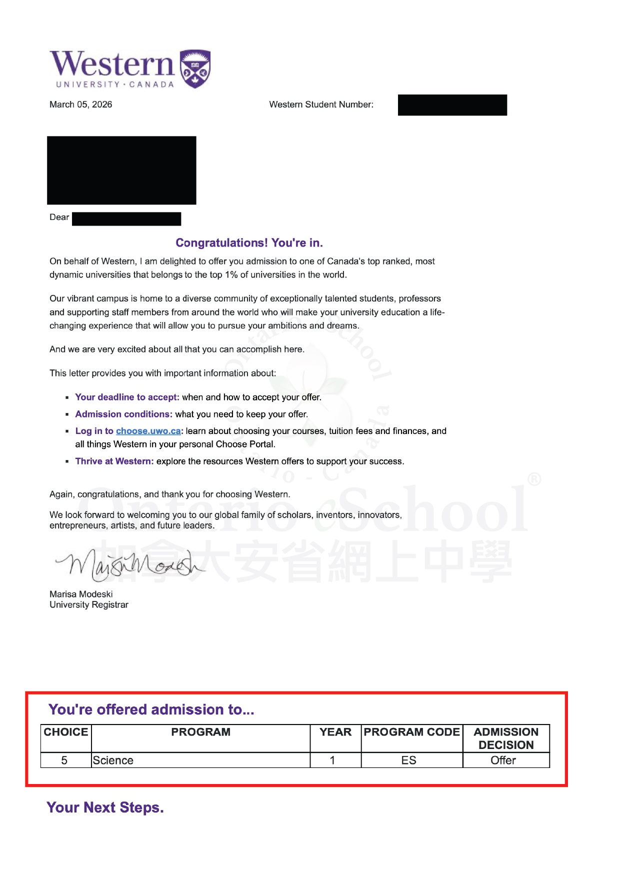 20260310_OeS_Website Offer_New Offer 2026_University of Western Ontario Letter_Science