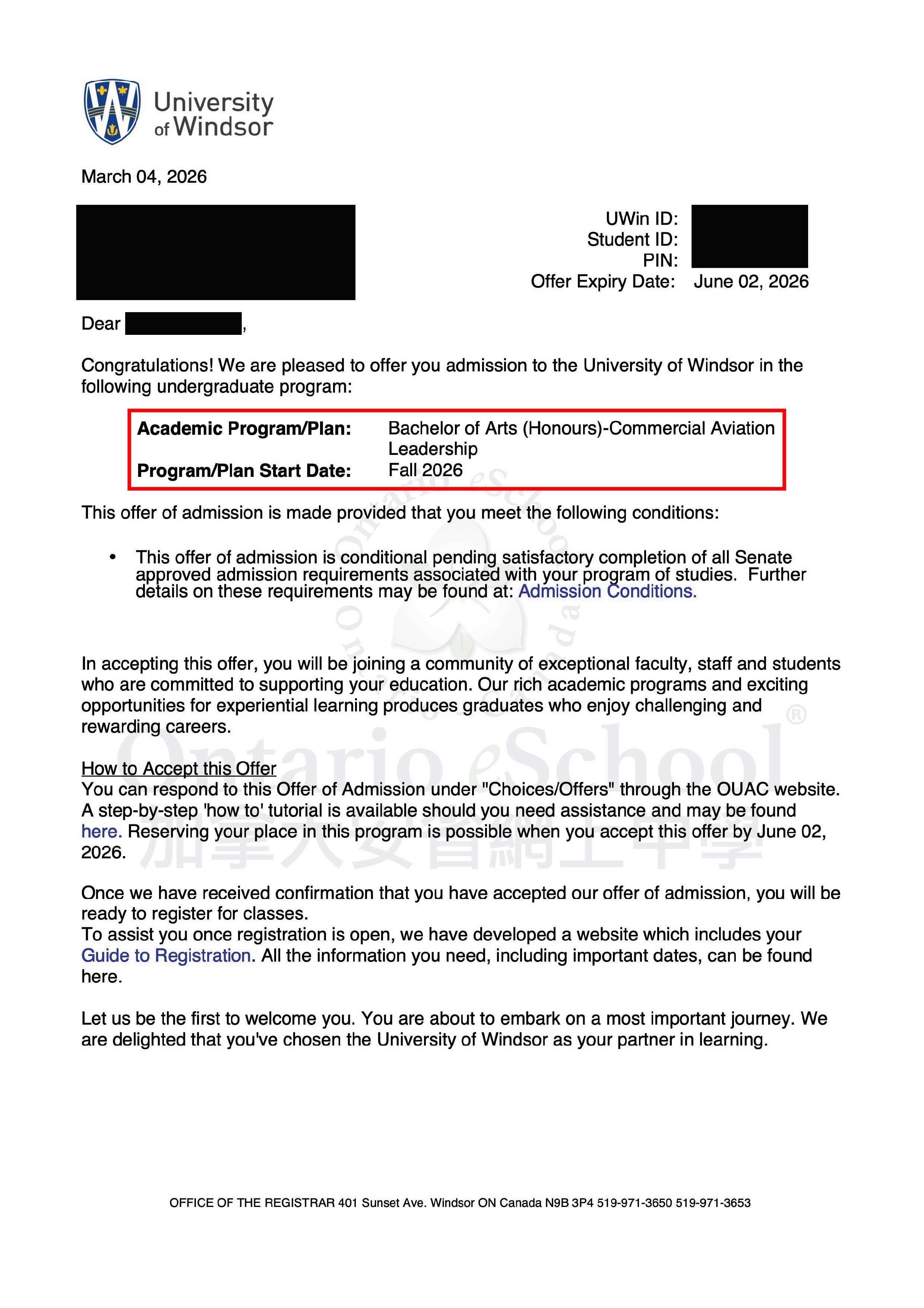 20260311_OeS_A4_New Offer 2026_University of Windsor_Commercial Aviation Leadership