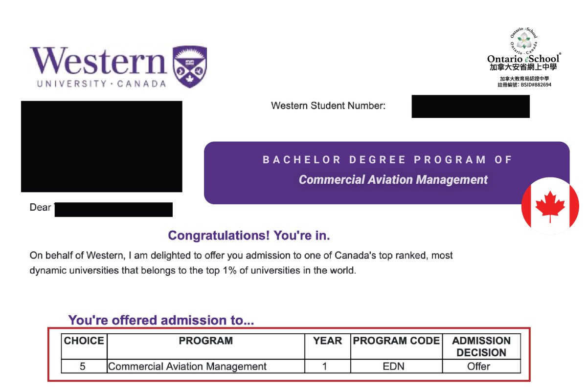 恭喜OeS 2026學年畢業的學生獲得 Western University  的錄取通知