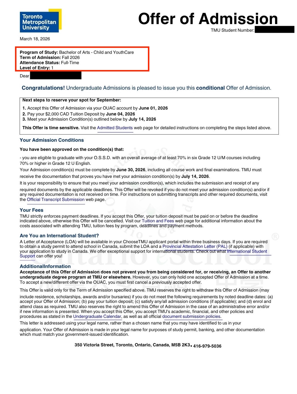 20260401_OeS_New Offer 2026_TMU_Bachelor of Arts_Child and Youth Care