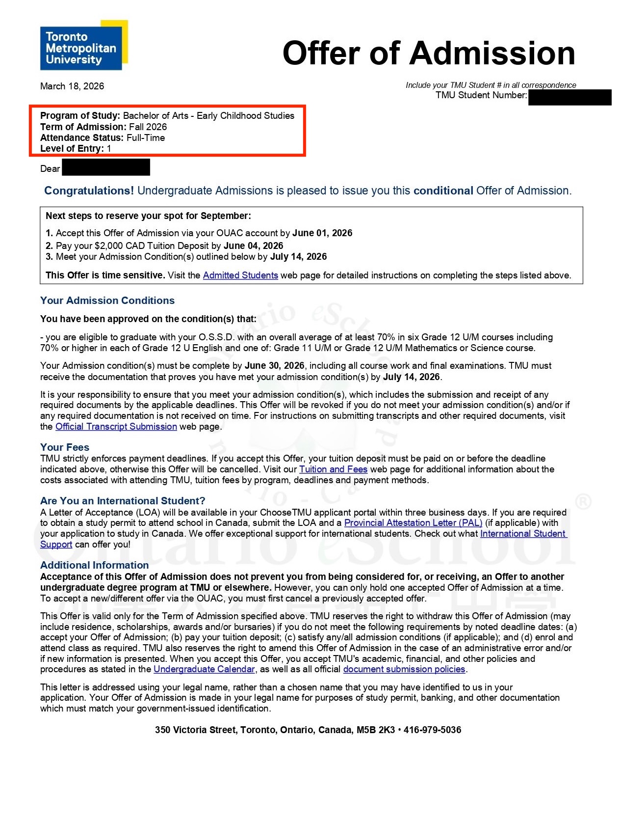 20260401_OeS_New Offer 2026_TMU_Bachelor of Arts_Early Childhood Studies